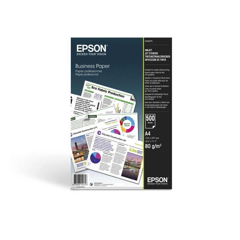 Papier professionnel A4 Jet d’Encre Epson 80 g/m2, 500 feuilles