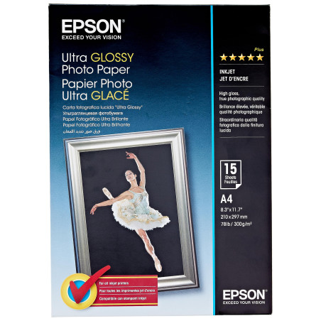 Epson Ultra Glossy Photo Paper Papier Photo Brillant - A4 - 15 Feuilles