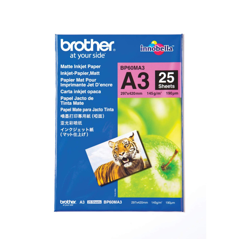 Brother BP60MA3 Papier mat A3 (297x420 mm) 145g 25 feuilles Brother BP60MA3 Papier mat A3 (297x420 mm) 145g 25 feuilles