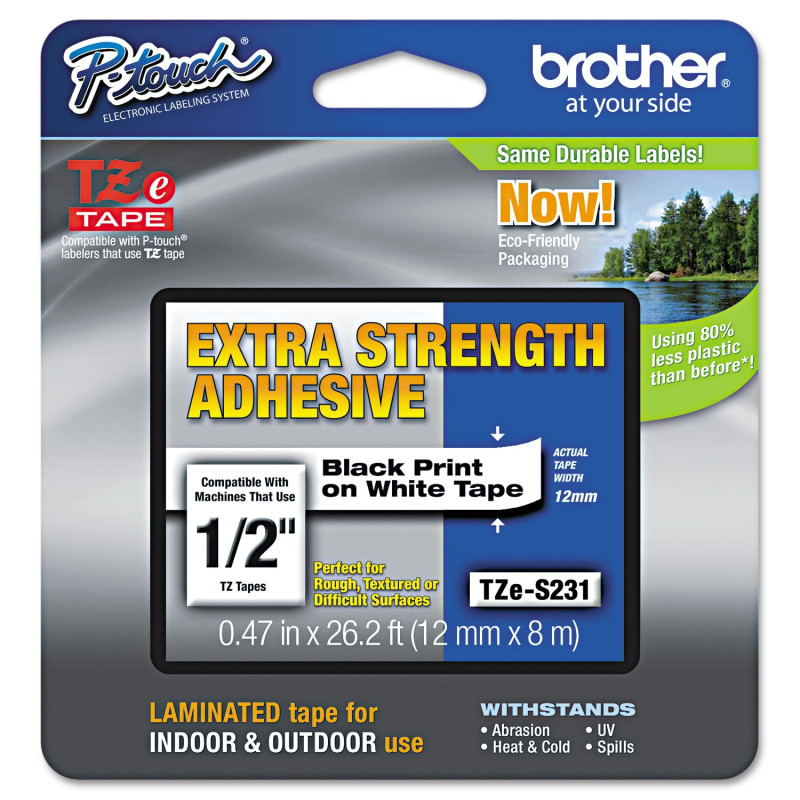 Brother TZe-S231 - Cassette à Ruban Original Laminé Adhésif Puissant - 12 mm - Noir sur Fond Blanc - 8M Brother TZe-S231 - Cassette à Ruban Original Laminé Adhésif Puissant - 12 mm - Noir sur Fond Blanc - 8M