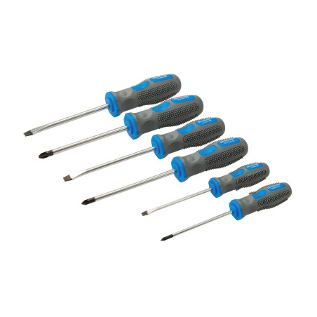 Silverline 546524 Jeu de tournevis 6 pièces Vis fendues et cruciformes - Bleu