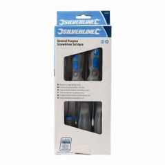 Silverline 546524 Jeu de tournevis 6 pièces Vis fendues et cruciformes - Bleu