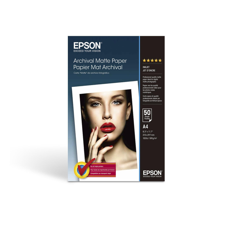 Papier photo A4 mat Epson Archival 189 g/m2, 50 feuilles Papier photo A4 mat Epson Archival 189 g/m2, 50 feuilles