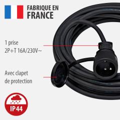 Brennenstuhl Rallonge 25m de câble avec Prise à clapet (IP44), Fabrication Française