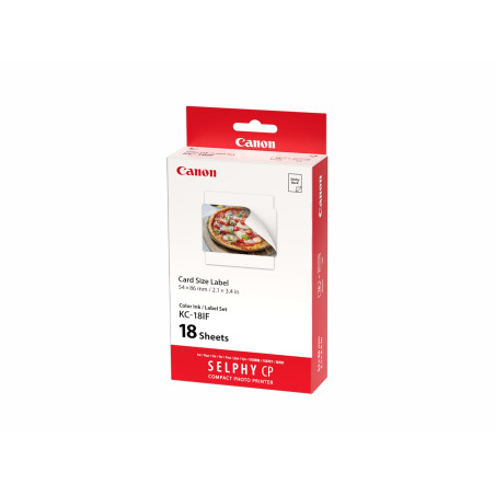 Canon KC-18IF Kit 18 Impressions (papier + Encre) Format Carte De Crédit Autocollant 5,4 X 8,6 Pour SELPHY CP1300, CP1200, CP100