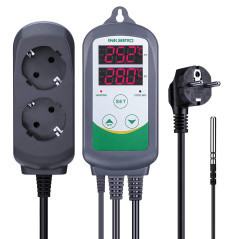 Inkbird ITC-308 Regulateur de Temperature Prise Thermostat Chauffage Refroidissement avec Sonde 2 Relais 220V pour Serre,Brassag