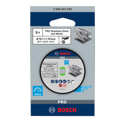 Bosch Accessories 5 disques à tronçonner Expert for Inox (pour acier inoxydable, 76 x 10 x 1 mm, accessoires meuleuse angulaire)
