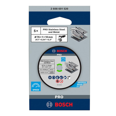 Bosch Accessories 5 disques à tronçonner Expert for Inox (pour acier inoxydable, 76 x 10 x 1 mm, accessoires meuleuse angulaire)