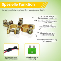Offgridtec 8–01–001420 Câble de batterie avec fusible 30 A – pour piles pour les régulateurs de CHARGE solaire, 1,5 m