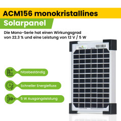 Offgridtec 002960 Panneau solaire 5 W, 12 V Module solaire monocristallin