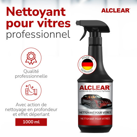 ALCLEAR 721GR Nettoyant vitres auto 1000 ml, avec effet déperlant, pour vitres intérieures & extérieures, pare-brise, rétroviseu