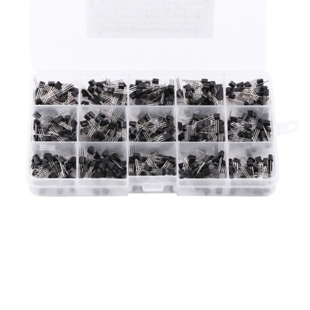 Yosoo 600Pcs 15 Types de valeurs X 40 pcs NPN Transistor PNP Kit TO-92 avec boîte en Plastique