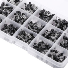Yosoo 600Pcs 15 Types de valeurs X 40 pcs NPN Transistor PNP Kit TO-92 avec boîte en Plastique