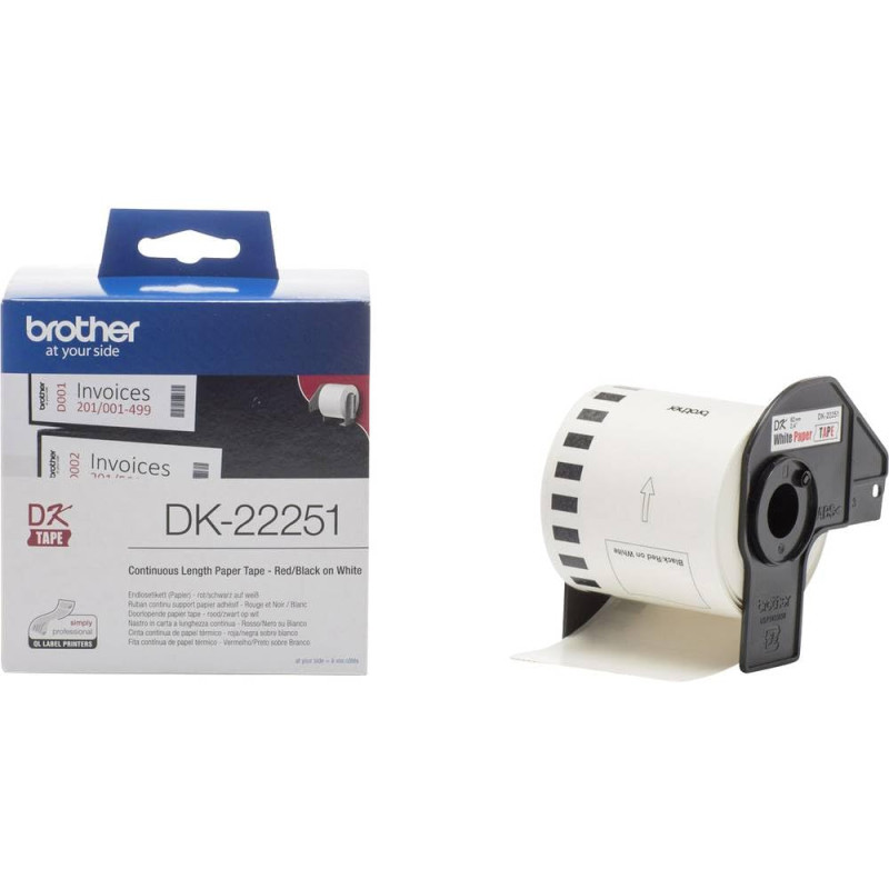 Brother DK-22251 ruban d'étiquette Noir et rouge sur blanc Brother DK-22251 ruban d'étiquette Noir et rouge sur blanc