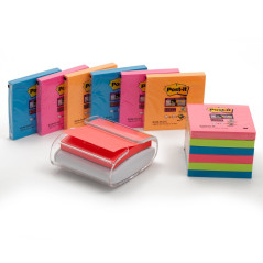 Post-it Dévidoir PRO, Blanc + Post-it Z-Notes Super Sticky, 12 Blocs, 76 mm x 76 mm, 90 Feuilles par Bloc - Feuilles Autocollant