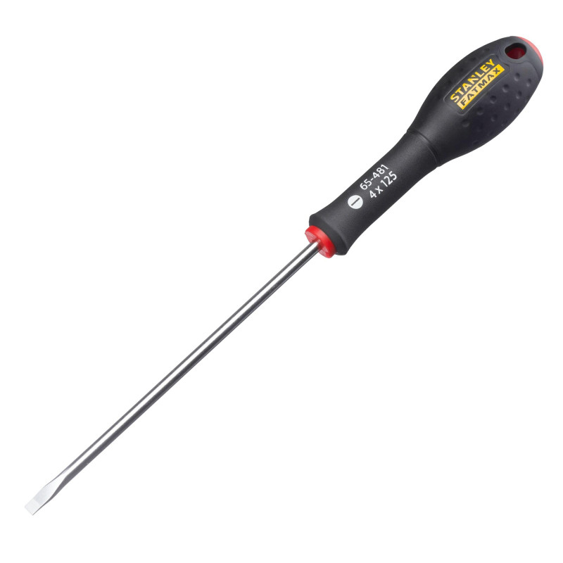 STANLEY 0-65-481 Tournevis Plat 4 X 125 Mm - Gamme FATMAX - Fabriqués En France - Lame En Acier - Sablage De L'Empreinte - Poign STANLEY 0-65-481 Tournevis Plat 4 X 125 Mm - Gamme FATMAX - Fabriqués En France - Lame En Acier - Sablage De L'Empreinte - Poign