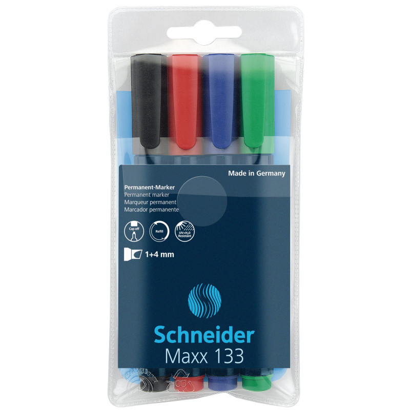 Schneider Maxx 133 Marqueur permanent Bleu Foncé Pochette de 4