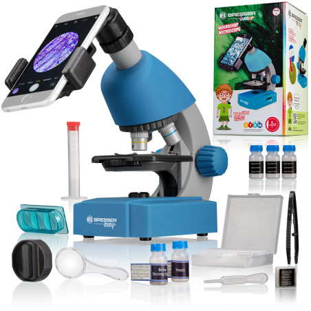 Bresser Junior Microscope pour enfants éclairage LED réglable support pour smartphone préparation de spécimens et échantillons p