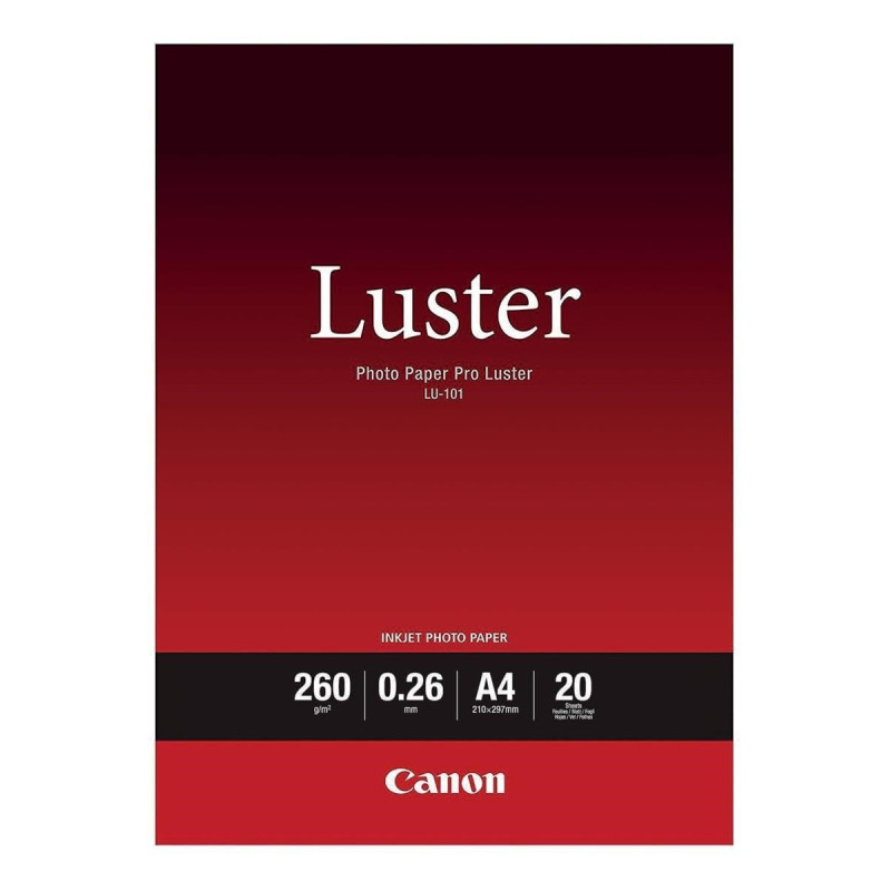 Canon LU-101 Papier Photo Lustré Format A4 (20 feuilles) - 260g/m² blanc