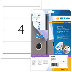 Herma 10165 Étiquettes classeur movables/amovibles 192 x 61 A4 100 pièces Blanc