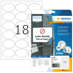 Herma 4358 Étiquettes movables/amovibles 63,5 x 42,3 A4 Blanc