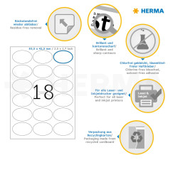 Herma 4358 Étiquettes movables/amovibles 63,5 x 42,3 A4 Blanc