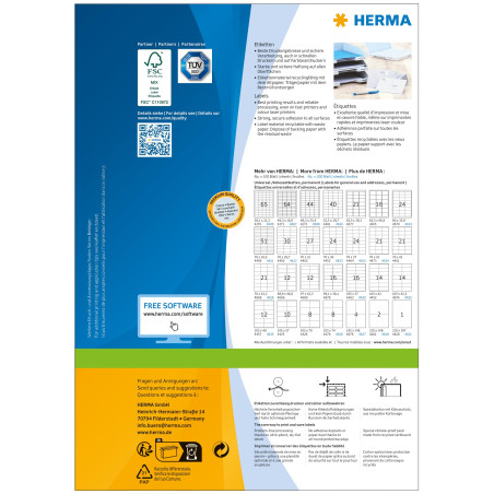 Herma 4282 Étiquettes 210 x 148 Premium A4 200 pièces Blanc