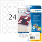 Herma 4234 Étiquettes de sécurité diamètre 40 A4 LaserCopy Blanc