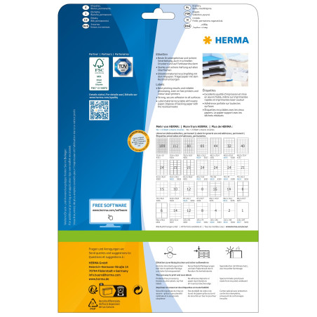Herma 4200 Étiquettes 48,3 x 33,8 Premium A4 800 pièces Blanc
