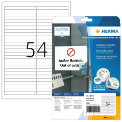 Herma 10015 Sachet de 1350 bandes de marquage amovibles format A4, Blanc 96 x 10 mm