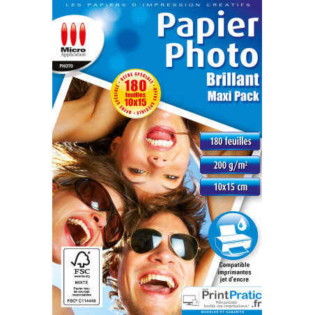 Micro Application Papier Photo - Papier photo A6 - Feuille A6 - Papier imprimante - Tirage photo - Papier impression photo - Pap