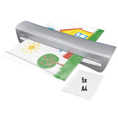 Leitz iLAM Home Office - Plastifieuse A3 pour la Maison, Préchauffage Rapide en 3Minutes, Pochettes de 75-125 Microns, Lot de Po