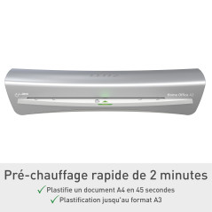 Leitz iLAM Home Office - Plastifieuse A3 pour la Maison, Préchauffage Rapide en 3Minutes, Pochettes de 75-125 Microns, Lot de Po