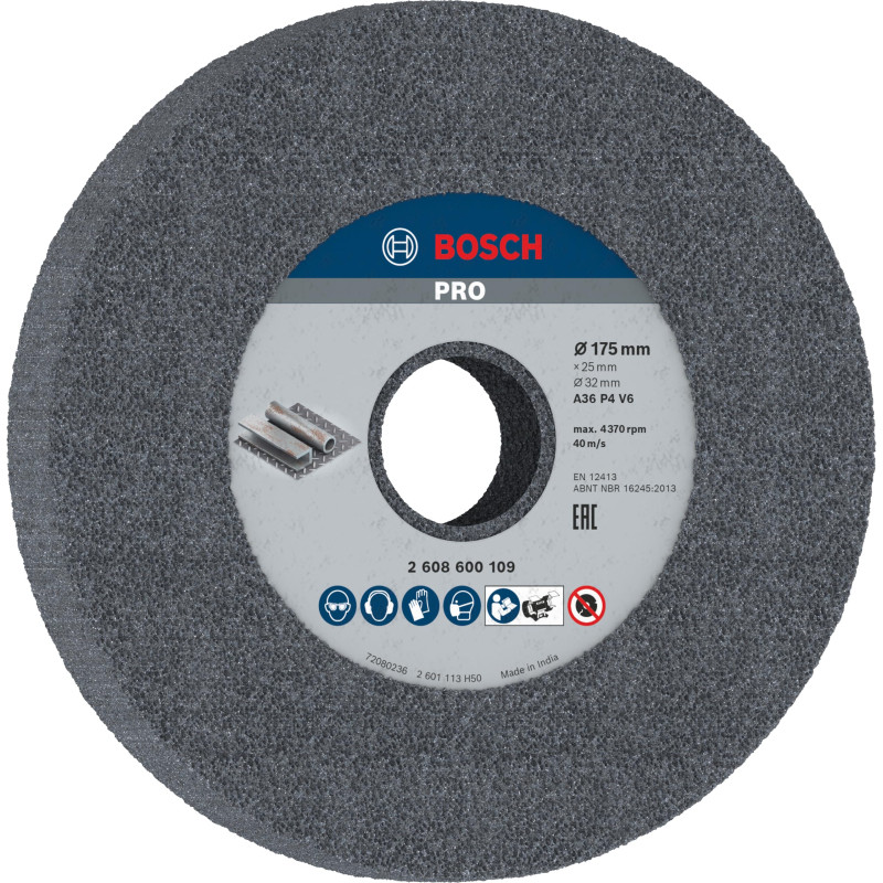 Bosch 1x Meule assiette PRO Longlife pour touret à meuler d'établi et alésage 32 mm (pour Acier, Fonte, Ø mm, Professional Acces Bosch 1x Meule assiette PRO Longlife pour touret à meuler d'établi et alésage 32 mm (pour Acier, Fonte, Ø mm, Professional Acces