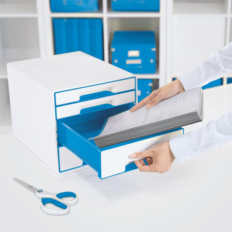 Leitz Wow Bloc de classement 4 Tiroirs Bleu