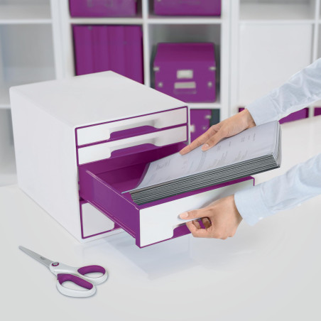 Leitz Wow Bloc de classement 4 Tiroirs Violet 52132062