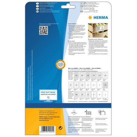 Herma 10905 Étiquettes super adhésives 70 x 36 A4 600 pièces Blanc