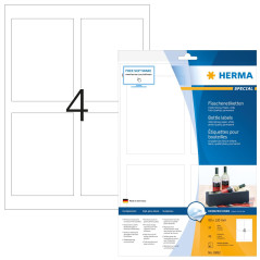 Herma 8882 Étiquettes de bouteilles brillant 90 x 120 A4 jet d'encre 40 pièces Blanc