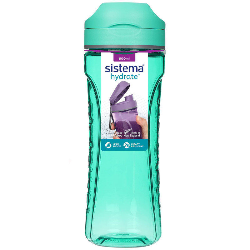 Sistema Hydrate Tritan Swift Water Bottle | 600 ml | Gourde étanche | Sans BPA | Coloris assortis Sistema Hydrate Tritan Swift Water Bottle | 600 ml | Gourde étanche | Sans BPA | Coloris assortis