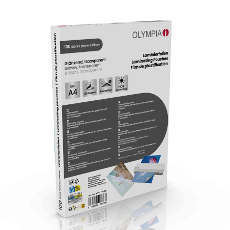Olympia Pochettes de plastification à chaud, DIN A4, 125 microns, 100 pochettes tansparentes