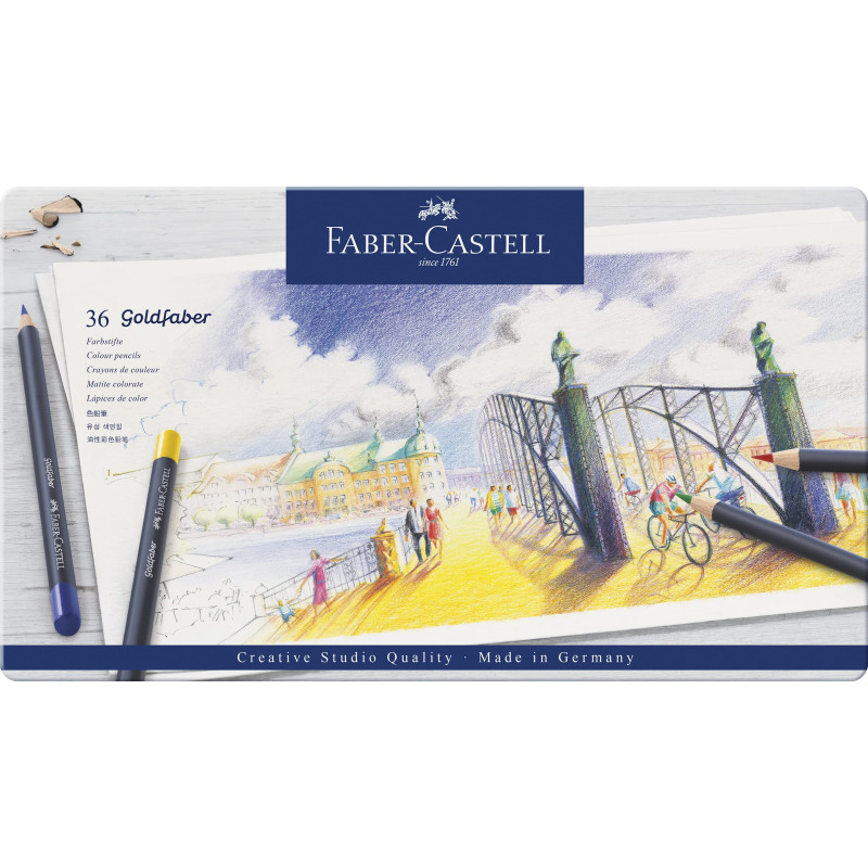 Faber-Castell 114736 - Crayons de couleur avec mine de craie grasse permanente Goldfaber, set de 36 crayons Faber-Castell 114736 - Crayons de couleur avec mine de craie grasse permanente Goldfaber, set de 36 crayons