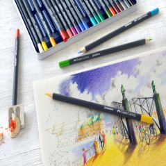 Faber-Castell 114736 - Crayons de couleur avec mine de craie grasse permanente Goldfaber, set de 36 crayons