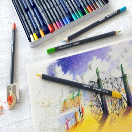 Faber-Castell 114736 - Crayons de couleur avec mine de craie grasse permanente Goldfaber, set de 36 crayons
