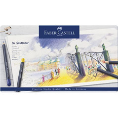 Faber-Castell 114736 - Crayons de couleur avec mine de craie grasse permanente Goldfaber, set de 36 crayons