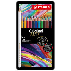 STABILO Original - Crayon de couleur - Boite métal x 12 crayons dessin à mine fine- Gamme ARTY+