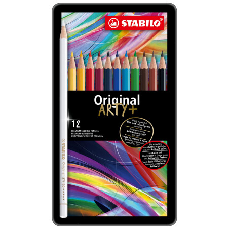 STABILO Original - Crayon de couleur - Boite métal x 12 crayons dessin à mine fine- Gamme ARTY+