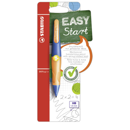 STABILO EASYergo 1.4 - Porte-mine ergonomique - 1 stylo + 3 mines HB - Gaucher - orange/bleu