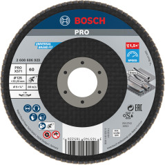 Bosch 1x Plateau à lamelles PRO Metal X571, version bombée sur fibres (pour Acier, Acier inoxydable, Ø 125 mm, Grain 60, Profess