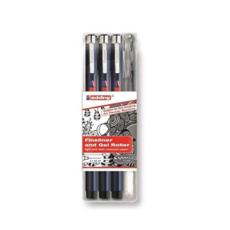 edding 1800/2185 handlettering starter set - set de 4 stylos - parfait pour les artistes ou les débutants, usage professionnel o