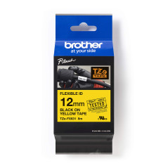 Brother TZe-FX631 | Ruban original Laminé flexible | 12 mm | Noir sur fond Jaune | 8M